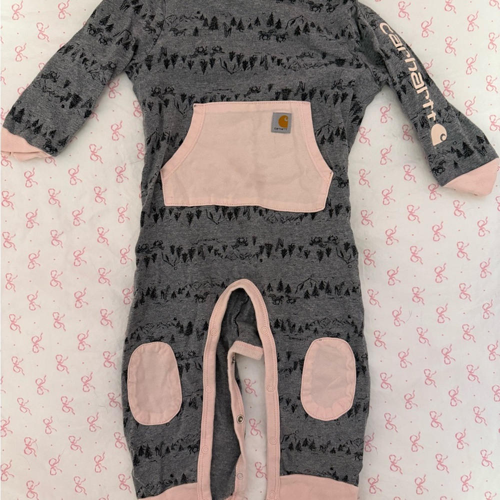 Carhartt Kids One Piece in Gray and Pink